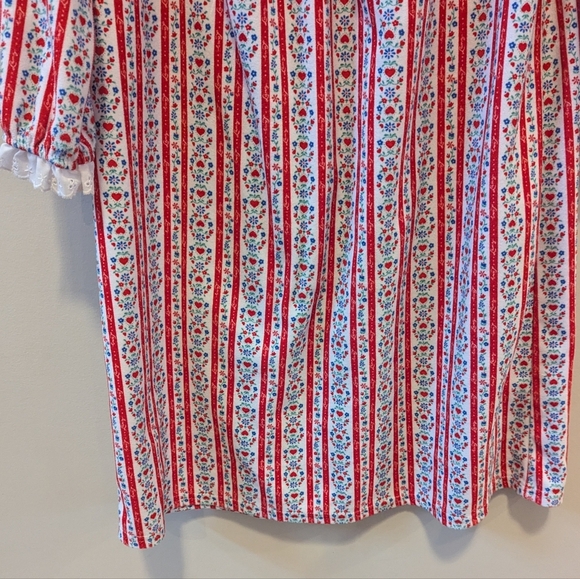 Lanz of Slazburg Flannel Striped Floral Long Nightgown - Picture 4 of 14